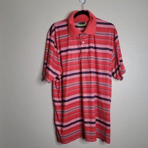 PGA Tour Mens Short Sleeve Shirt XXL Golf Polo Orange Stripe